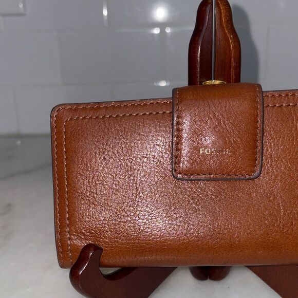 Fossil Wallet Leather Bifold Multi compartment snap zip wallet - Picture 2 of 16